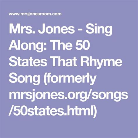 Mrs Jones Sing Along The 50 States That Rhyme Song Formerly