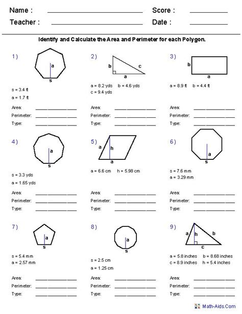 Printable Geometry Worksheet