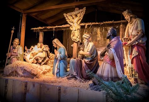 Hd Wallpaper The Birth Of Jesus Christ Nativity Scene Crib Father Christmas Wallpaper Flare