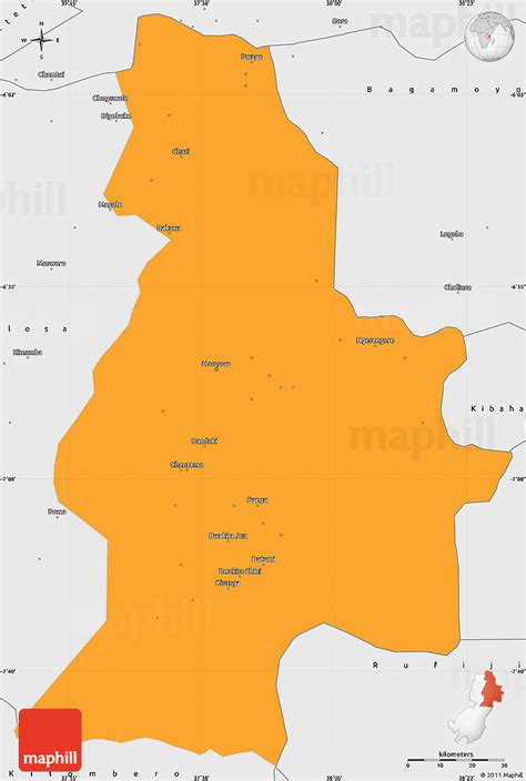 Political Simple Map Of Morogoro Single Color Outside Borders And Labels