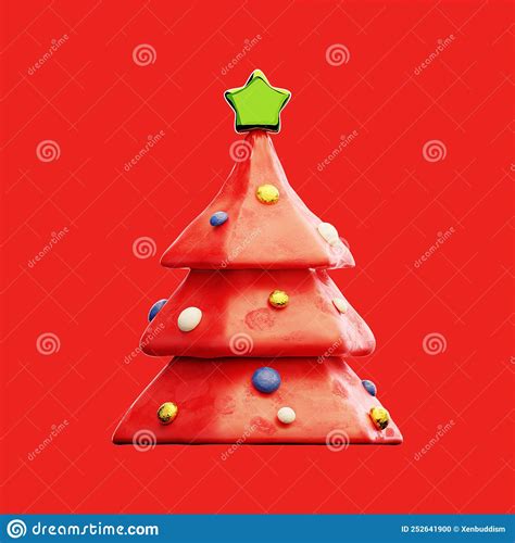 Christmas Tree And T Boxes Under Snow Clay Illustration Stock