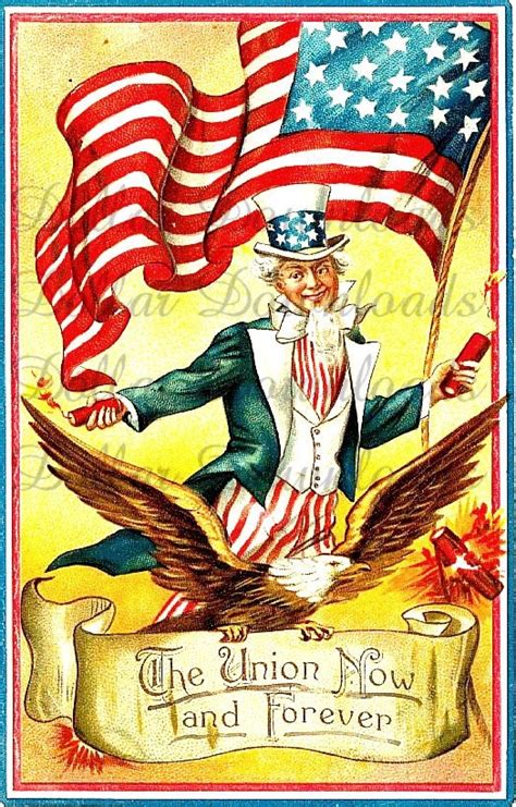 Patriotic Uncle Sam Vintage Postcard Digital Image Download