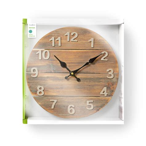 Wall Clock Diameter 300 Mm Wood Brown