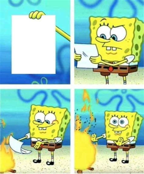 Spongebob Squarepants Reads A White Blank Paper With Your Meme Text And
