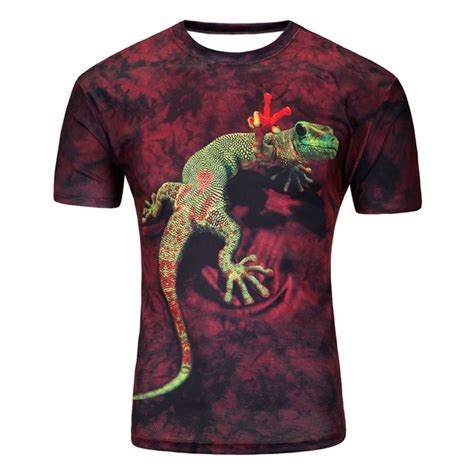 high quality men s short sleeve 3d t shirt o neck lizard fashion 3d water printed t shirts