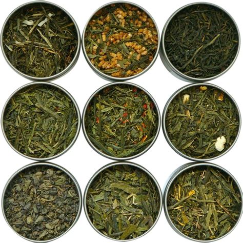 Heavenly Tea Leaves Assorted Green Tea Sampler Set 9 Loose Leaf Green Teas
