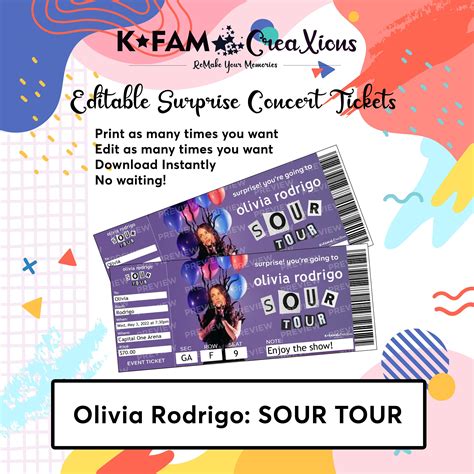 Olivia Rodrigo Sour Tour Surpriseinvitation Event Concert Etsy