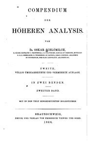 Compendium der höheren Analysis Schlömilch Oskar Xaver Free Download Borrow