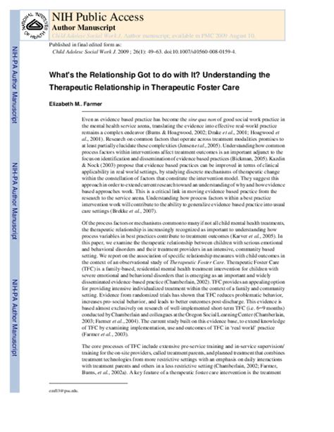 (PDF) What's the Relationship Got to do with It? Understanding the Therapeutic Relationship in ...