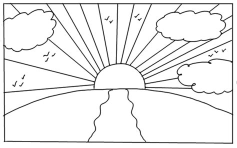 How To Draw A Sunrise For Kids Step By Step