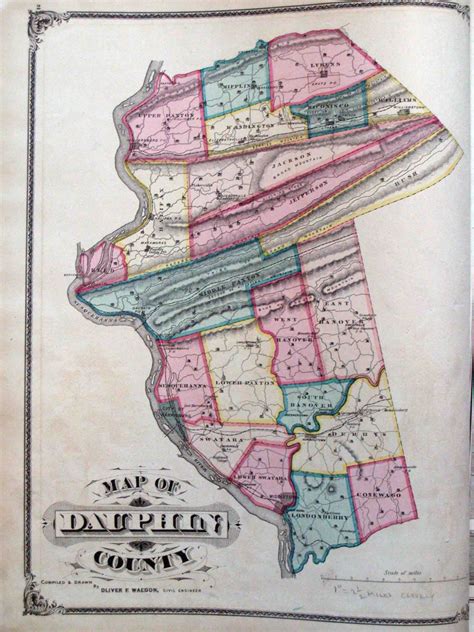 Combination Atlas Map Of Dauphin County Pennsylvania 1875 High