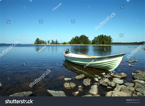 Moored Boat On The Calm Lake Stock Photo 80812411 Shutterstock