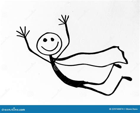 Stickman Figure In Action Stickman Flying Illustration Isolated On