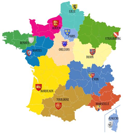 Le relief de la france et sa géographie administrative avec les départements, les drom et les régions. nouvelles régions de france • Voyages - Cartes