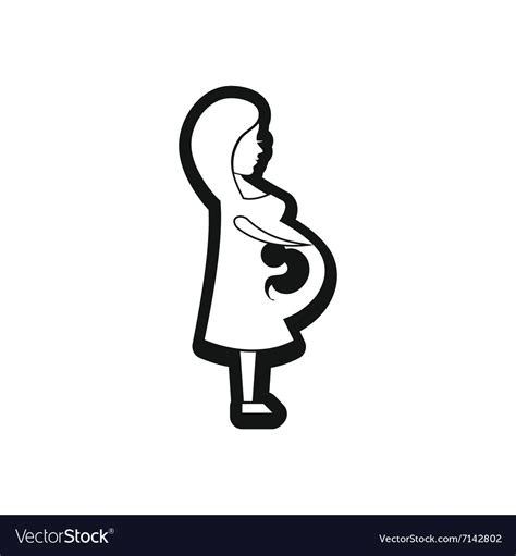 Stylish Black And White Icon Pregnant Woman Vector Image