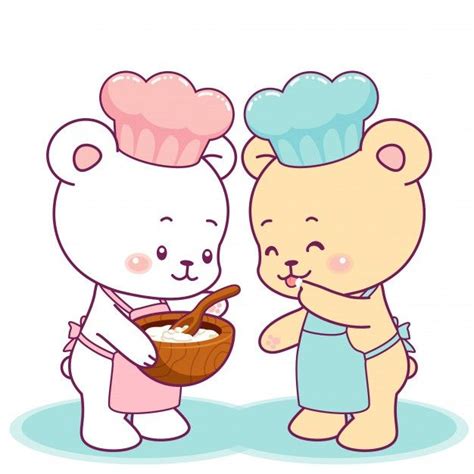 Cute Little Bears Cooking Together In 2020 Baby Drawing Good Morning