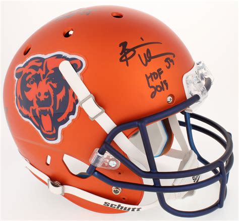 Dick Butkus Brian Urlacher And Mike Singletary Signed Bears Custom Satin Orange Full Size Helmet