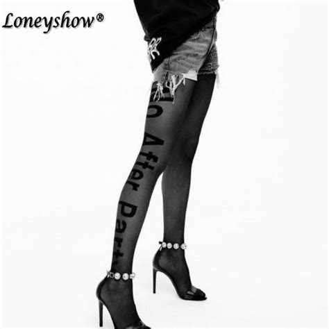 Chic Runaway No After Party Womens Tights Pantyhose Letter Embroidery
