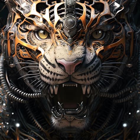 Intricately Designed Biomechanical Tiger Marcelo Guerra No Patreon
