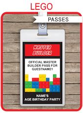 Are you looking for some lego inspiration, for ideas on fun things to build with all those iconic bricks? Lego Master Builder Passes | Birthday Party Printables