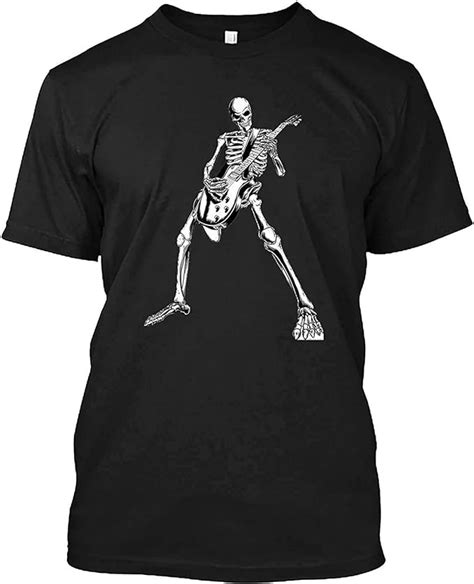 ccane7 men s custom t shirt skeleton playing guitar funny graphic short sleeve t shirt black