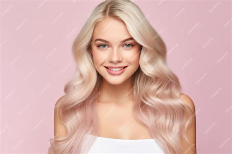 Premium Ai Image Gorgeous Blonde Hair Care Embracing Radiant Smiles