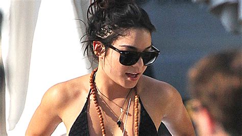 Vanessa Hudgens Wears Black One Piece Swimsuit On The Beach In Miami Hollywood Life