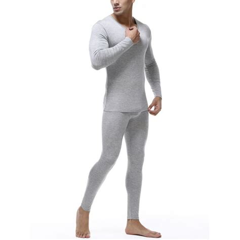 newtechnologyy men s ultra soft thermal underwear 2pcs long johns sets winter warm crew neck