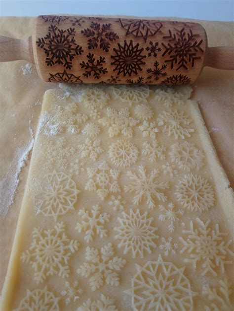 Snowflakes Carved Rolling Pin Christmas Embossed Rolling Etsy