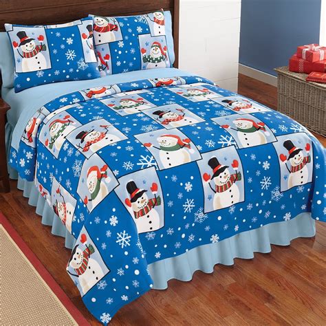 Christmas Snowman King Comforter Coverlet And Shams 3 Piece Bed Set