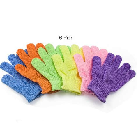 6 pair exfoliating shower bath glove scrubber shower dead skin cell remover body spa massage