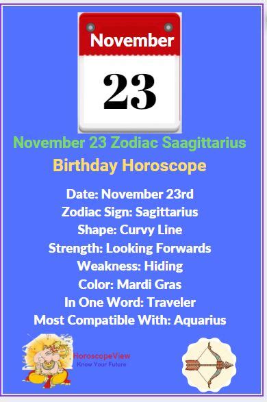 November 23 Birthday Zodiac Sagittarius Horoscope