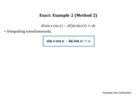 Solution Exact Equation Method 2 Example 2 Differential Equation