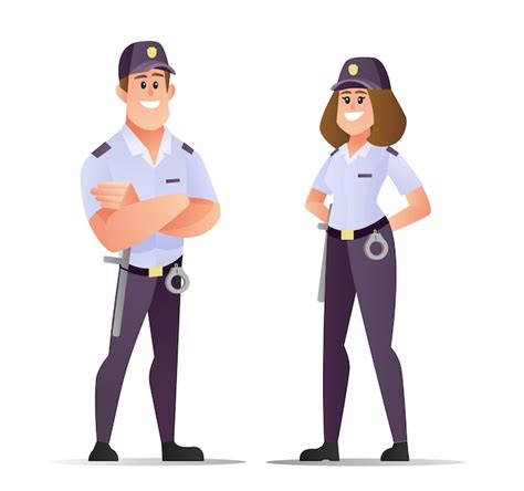 Premium Vector Male And Female Security Character In Flat Cartoon