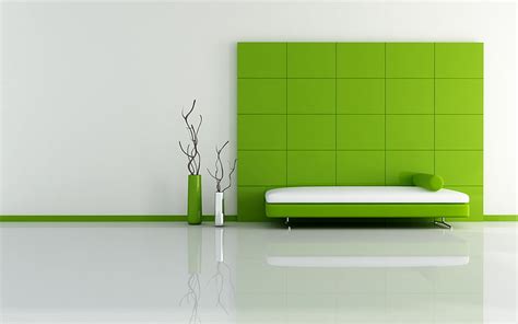 Hd Wallpaper White And Green Leather Bed Minimalism Squares Vases