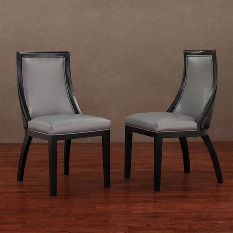 Park Avenue Black Croco Charcoal Leather Dining Chair Set Of 2