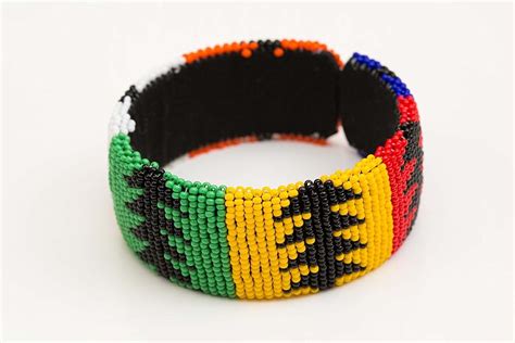 Multicolor Beaded Cuff Bangle Bracelet Aboriginal Tribal