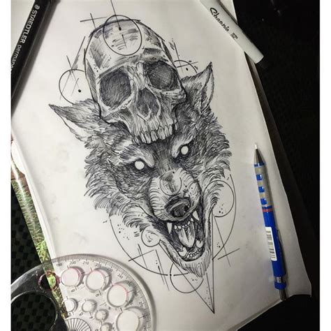 Image Result For Wolf Skull Tattoo Pattern Tattoo Cool Small Tattoos