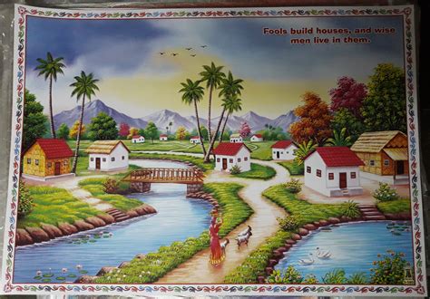 Village Scene Painting विलेज पेंटिंग In Khadia Ahmedabad P J