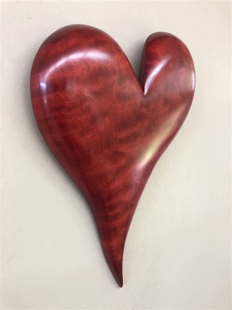 Red Wooden Heart Art Wood Carving Wall Unique Wedding T Present