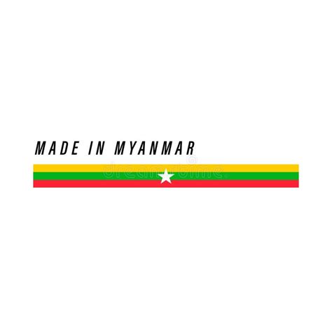 Made In Myanmar Badge Or Label With Flag Isolated Stock Vector