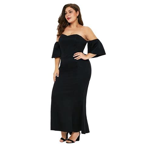 Drop Shoulder Black Plus Size Bodycon Dress Fashion Trendy Shop