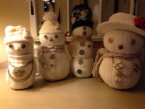 Girls Craft Weekend Made Snowmen From Old Sweaters Snowmen
