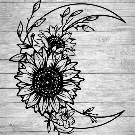Moon Sunflower Svgeps And Png Files Digital Download Files For Cricut
