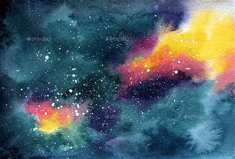 Space Watercolor Background By Dlinnychulok Graphicriver