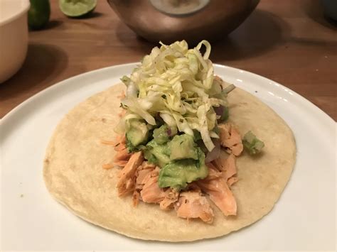 Homemade Blackened Salmon Tacos With Avocado Salsa And Coleslaw Rfood