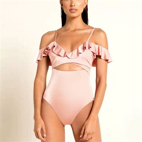 2020 Sexy Solide Ein Stück Badeanzug Frauen Bademode Push Up Monokini