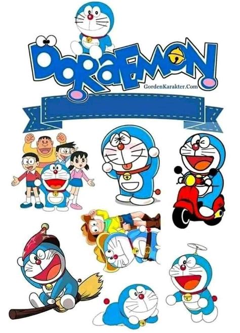 Doraemon Topper Printable With Nobita Shizuka Giant Suneo Di D Baby Babe Cake Topper