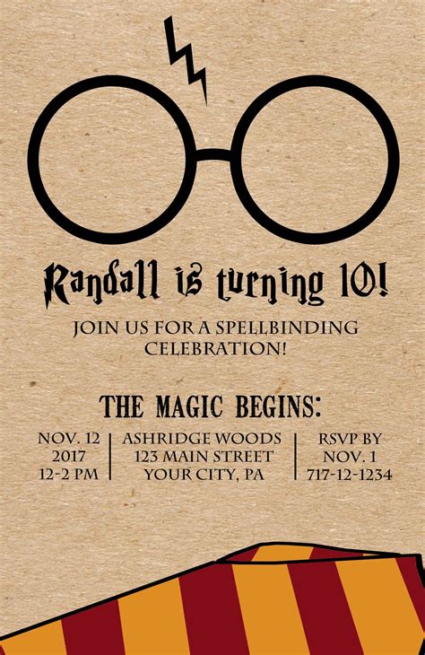 Printable Wizard Birthday Invitation Magical Birthday 5x7 Invitation