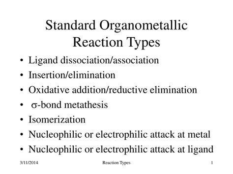 Ppt Standard Organometallic Reaction Types Powerpoint Presentation